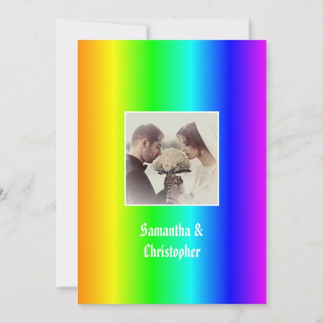 Invitación fotográfica del boda del orgullo gay (Reverso)