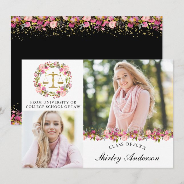 Invitación fotográfica Floral 2 de la Facultad de  (Anverso / Reverso)