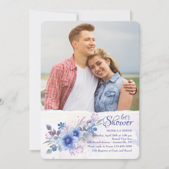 Invitación Fotográfica Floral con Acuarela (Anverso)