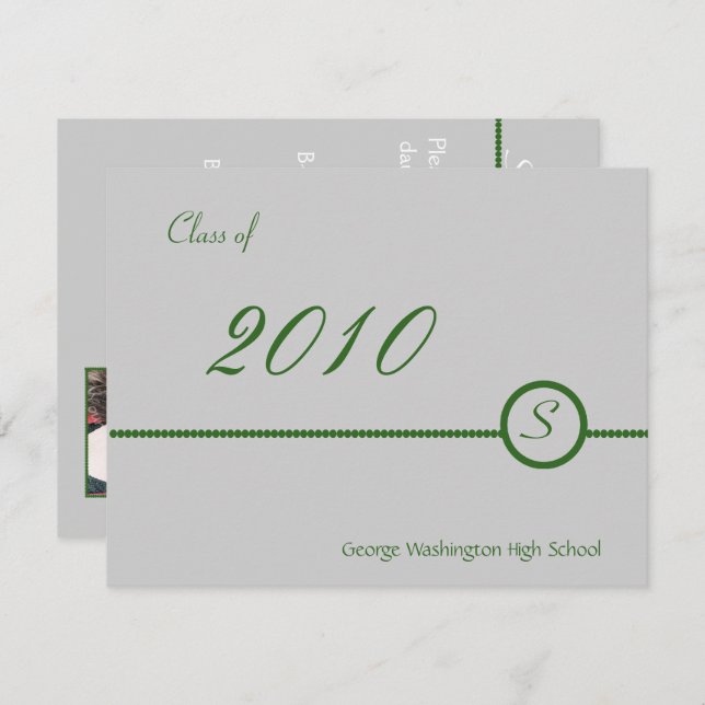 Invitación fotográfica gris y verde (Anverso / Reverso)