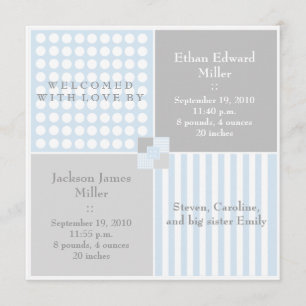 Invitación fotográfica moderna de Baby Boy Blue Tw