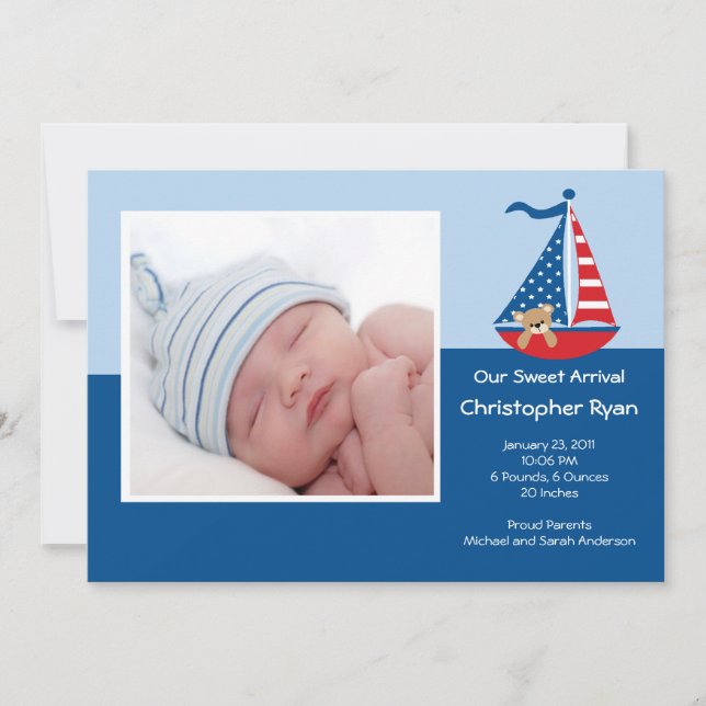Invitación fotográfica "niño bebé" de SAILBOAT (Anverso)