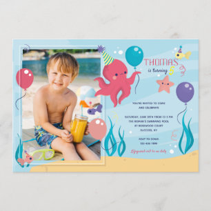 Invitación fotográfica Octopus de cumpleaños