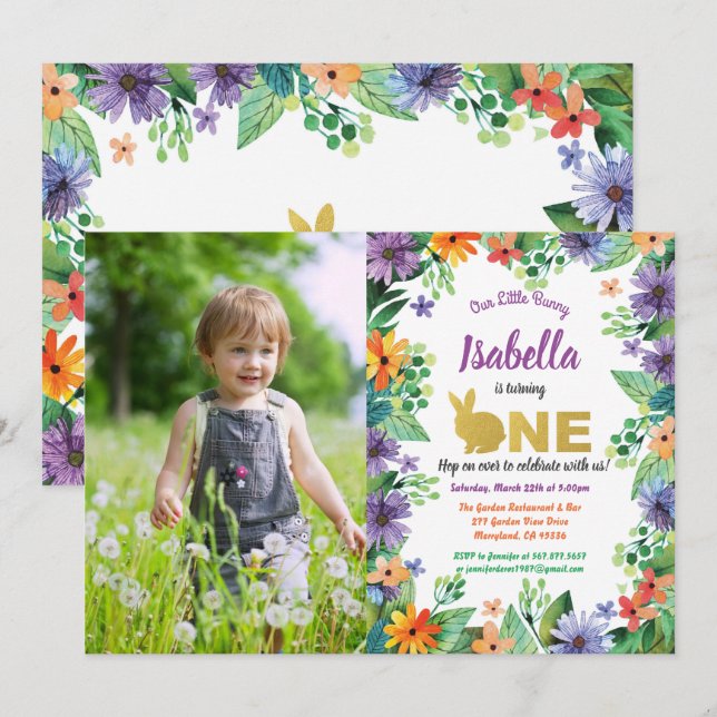 Invitación fotográfica para la fiesta de cumpleaño (Anverso / Reverso)