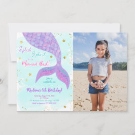 Invitación fotográfica para niños de sirena bajo e