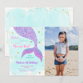 Invitación fotográfica para niños de sirena bajo e