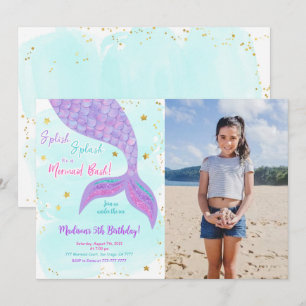 Invitación fotográfica para niños de sirena bajo e