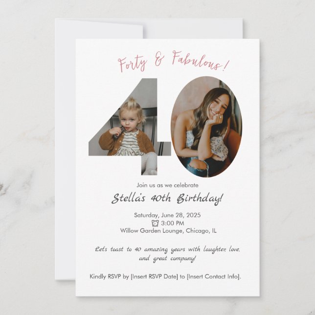 Invitación fotográfica personalizada de cumpleaños (Anverso)