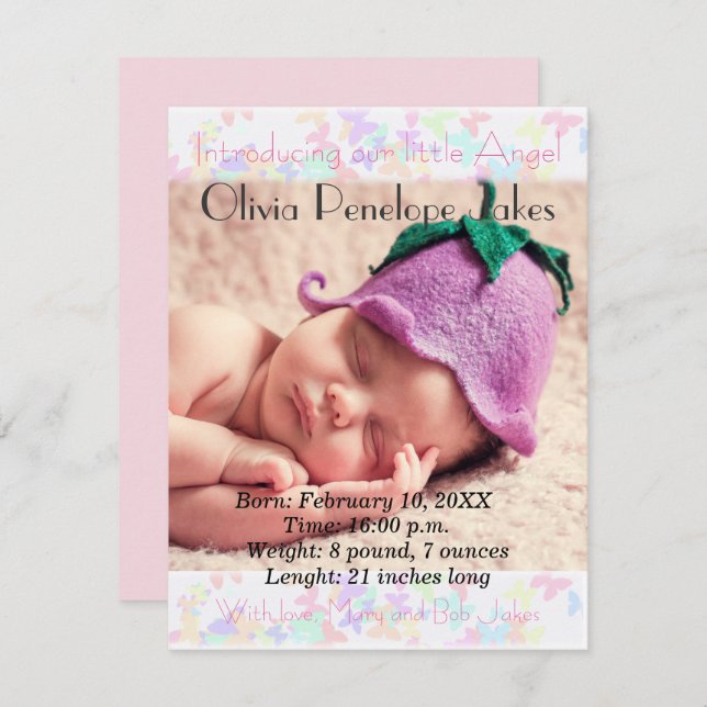 Invitación fotográfica personalizada para bebé (Anverso / Reverso)