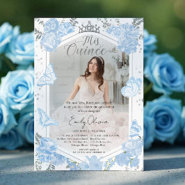 Invitación fotográfica Quinceanera mariposa azul t