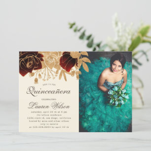 Invitación fotográfica Quinceanera Rosas de Waterc
