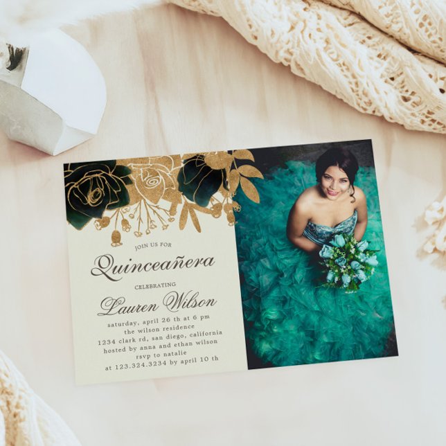 Invitación fotográfica Quinceanera Rosas de Waterc (Subido por el creador)