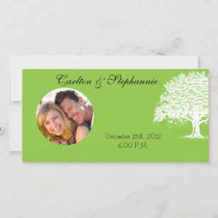 Invitación fotográfica verde/Boda negro del árbol 