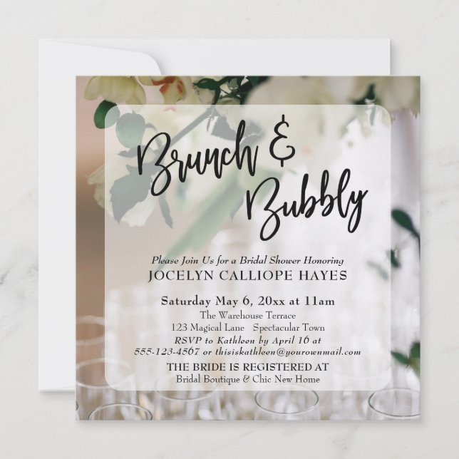 Invitación Fotograma champán Brunéi y escritura a mano en bur (Anverso)