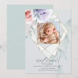 Invitación Fotograma dorado con coral y melocotones lac