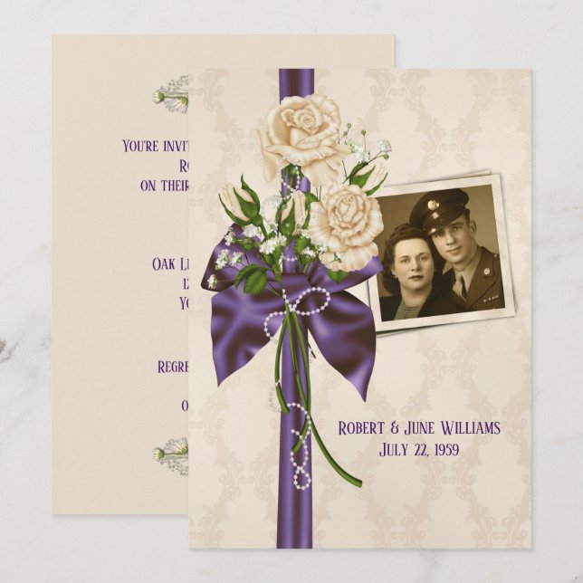 Invitación fotograma fiesta del aniversario del boda (Anverso / Reverso)