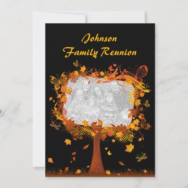 Invitación Fotograma fotográfico de árbol de otoño de la Reun (Anverso)