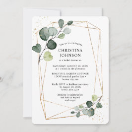 Invitación Fotograma geométrico dorado Eucalyptus Ducha Brida