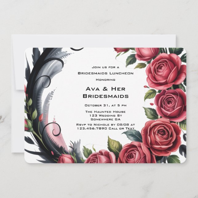 Invitación Fotograma gótico Rosa damas de honor Luncheon (Anverso)