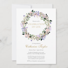 Invitación Fotomía floral de Lavender celebración del funeral