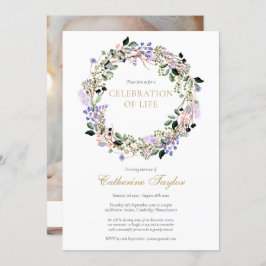 Invitación Fotomía floral de Lavender celebración del funeral