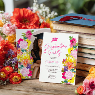 Invitación Fotomoderno de flores silvestres brillantes bohemi
