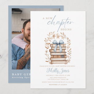 Invitación Fotomontaje de Baby Shower Capítulo Nuevo Azul