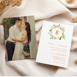 Invitación Fotomontaje de boda con monograma de acuarela de c