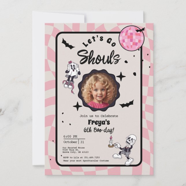 Invitación Fotomontaje de cumpleaños de Ghoul Halloween (Anverso)