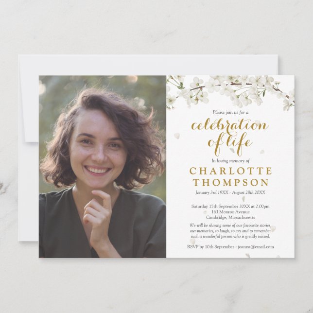 Invitación Fotomontaje de la floral blanca de la vida (Anverso)