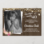 Invitación Fotomontaje de Personalizado de Madera Rusa Cumple<br><div class="desc">Fotomontaje de Personalizado de Madera Rusa Cumpleaños de Mujeres Florales</div>