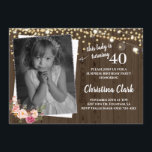 Invitación Fotomontaje de Personalizado de Madera Rústica Fem<br><div class="desc">Fotomontaje de Personalizado de Madera Rústica Femenina Cumpleaños</div>