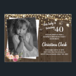 Invitación Fotomontaje de Personalizado de Madera Rústica Fem<br><div class="desc">Fotomontaje de Personalizado de Madera Rústica Femenina Cumpleaños</div>