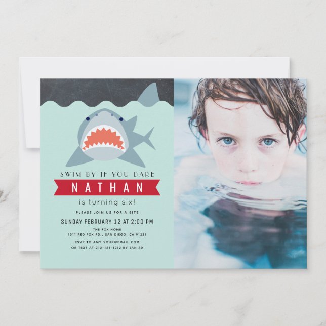 Invitación Fotomontaje de piscina azul de la Marina de los Ti (Anverso)