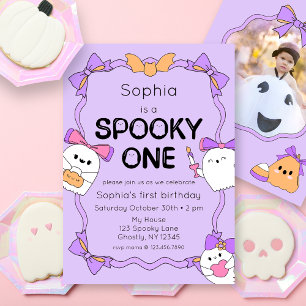 Invitación Fotomontaje de primer cumpleaños de Halloween