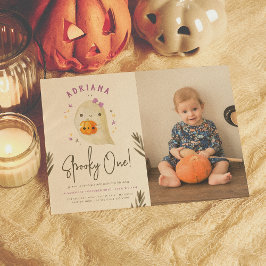 Invitación Fotomontaje de primer cumpleaños de Halloween, un
