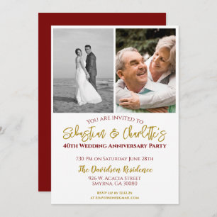 Invitación Fotomontaje del 40° aniversario del Boda Ruby