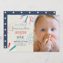 Invitación Fotomontaje del 4 de julio de fuegos artificiales