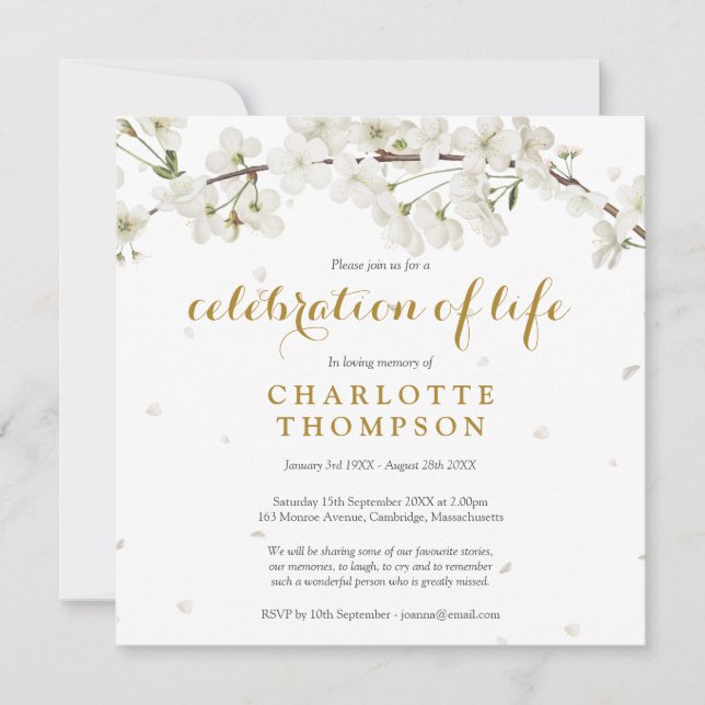 Invitación Fotomontaje floral de flores blancas - Celebración (Anverso)