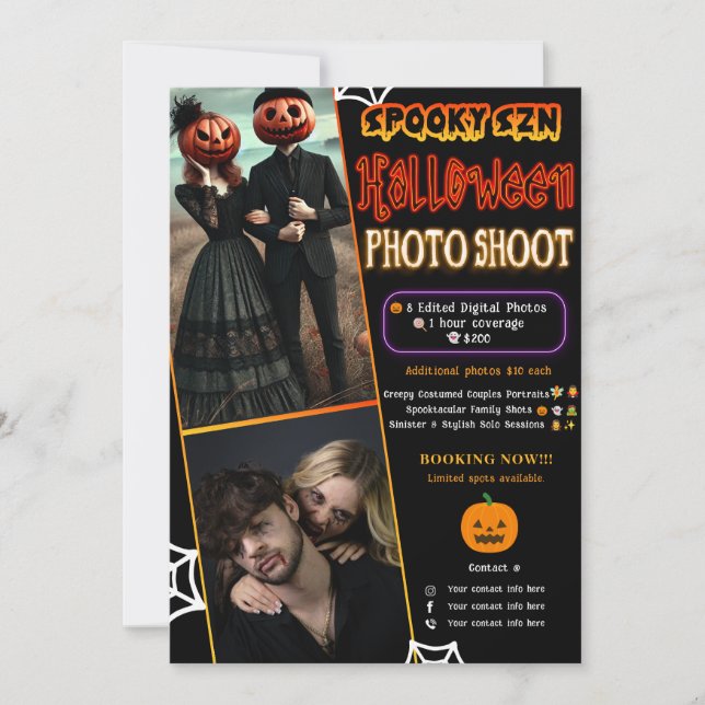 Invitación Fotomontaje fotográfico de Szn Glow Halloween (Anverso)