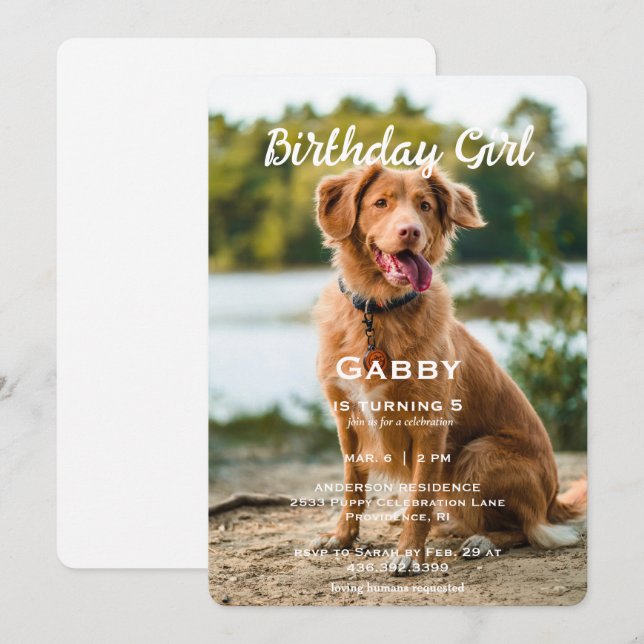 Invitación Fotomontología del Mascota del Chica de cumpleaños (Anverso / Reverso)