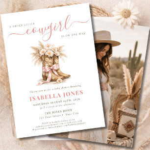 Invitación Fotomujer Vaquera Pequeña En Camino Baño De Bebé
