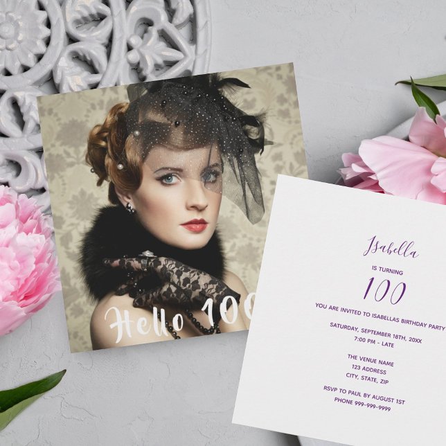 Invitación Fotos 100 cumpleaños hola 100 (Subido por el creador)