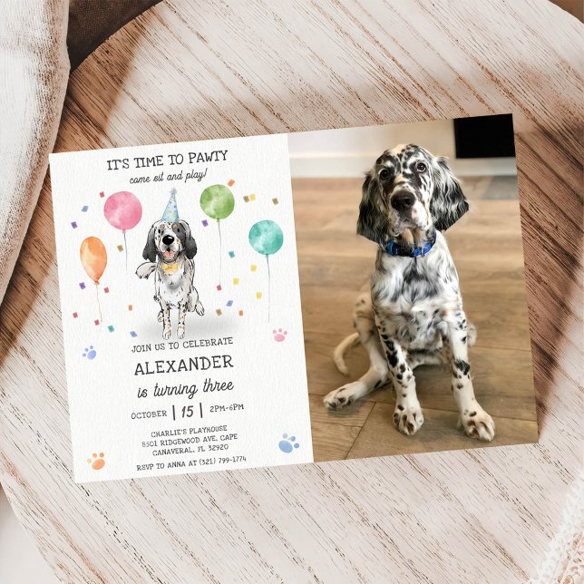 Invitación Fotos azules de cumpleaños de perro travieso inglé (Subido por el creador)