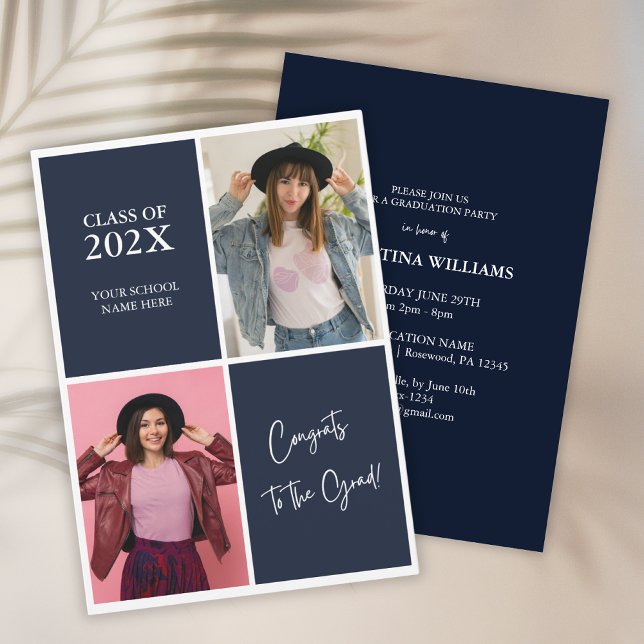 Invitación Fotos azules modernas 2025 Graduación (Subido por el creador)