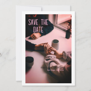 Invitación fotos boho rosa para guardar la fecha con código Q