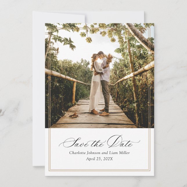 Invitación Fotos casadas modernas salven la fecha (Anverso)