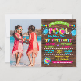 Invitación Fotos combinadas del natalicio de Hot Pink Pool