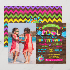 Invitación Fotos combinadas del natalicio de Hot Pink Pool