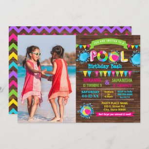 Invitación Fotos combinadas del natalicio de Hot Pink Pool